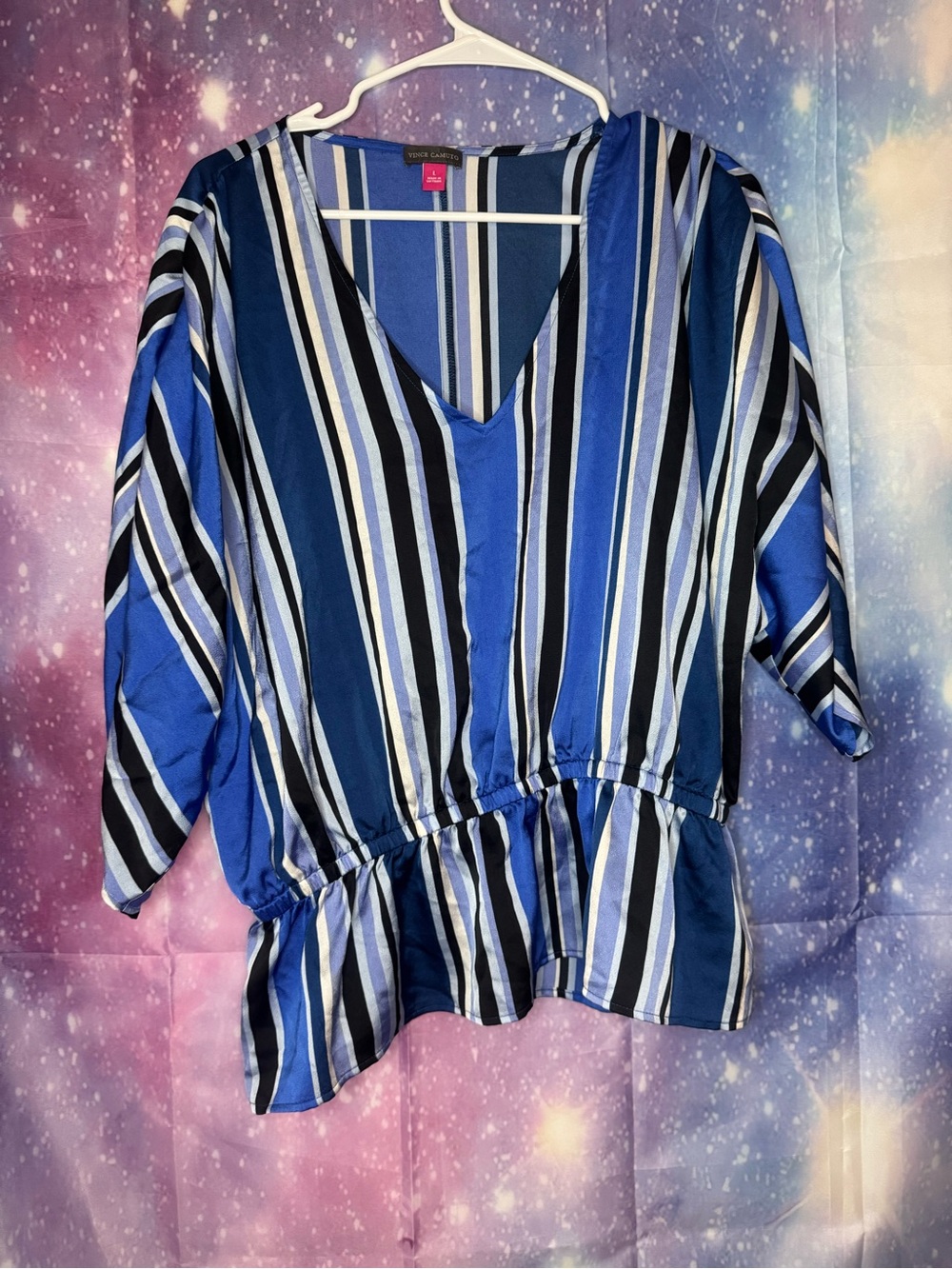 Vince camuto striped blue blouse